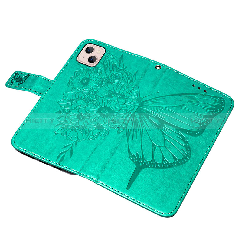 Funda de Cuero Cartera con Soporte Mariposa Carcasa L10 para Apple iPhone 15 Plus Verde