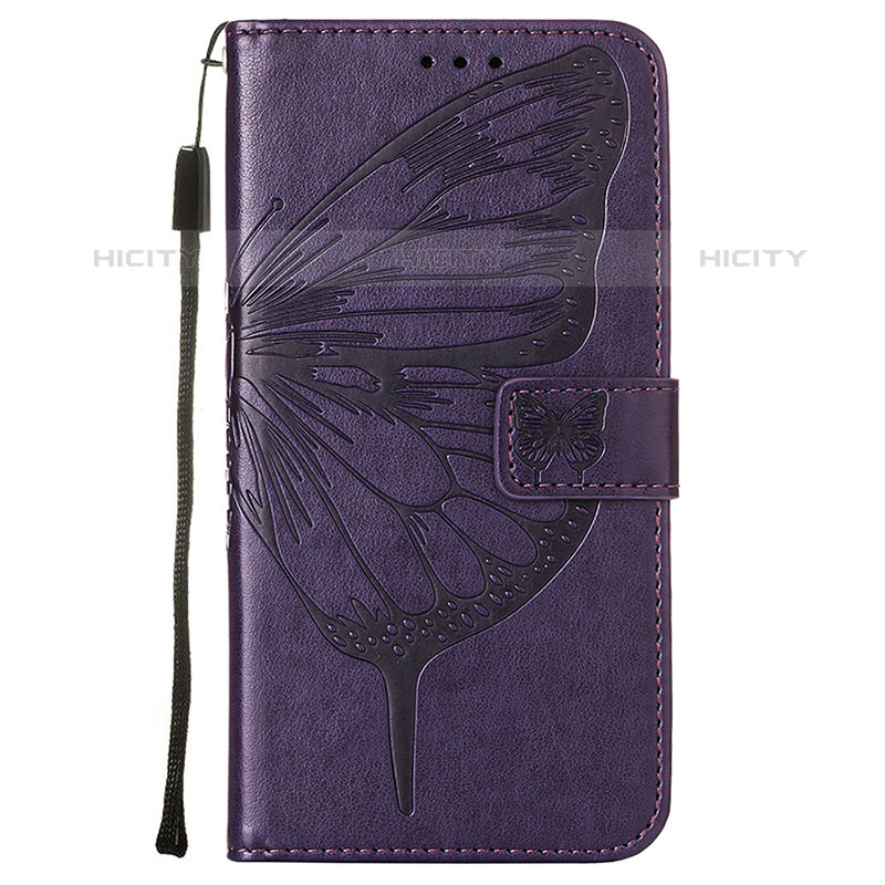 Funda de Cuero Cartera con Soporte Mariposa Carcasa L10 para Apple iPhone 15 Pro Max Morado