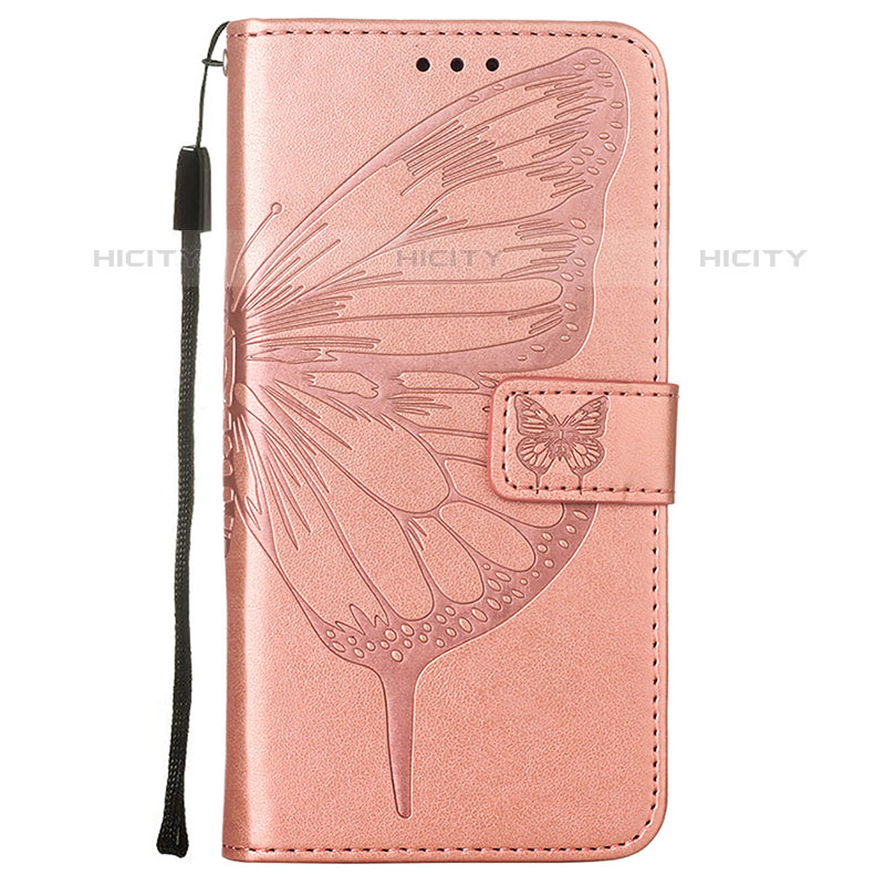 Funda de Cuero Cartera con Soporte Mariposa Carcasa L10 para Apple iPhone 15 Pro Max Oro Rosa