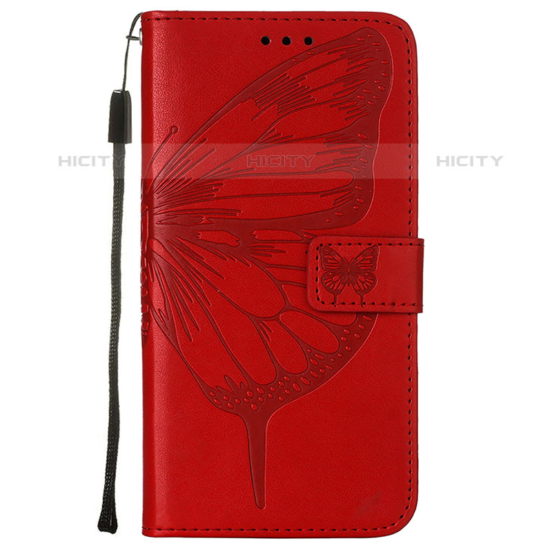 Funda de Cuero Cartera con Soporte Mariposa Carcasa L10 para Apple iPhone 15 Pro Max Rojo