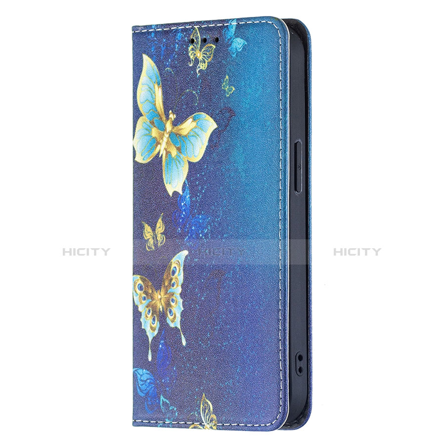 Funda de Cuero Cartera con Soporte Mariposa Carcasa para Apple iPhone 13 Azul