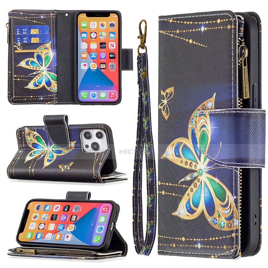 Funda de Cuero Cartera con Soporte Mariposa Carcasa para Apple iPhone 13 Pro Max Multicolor