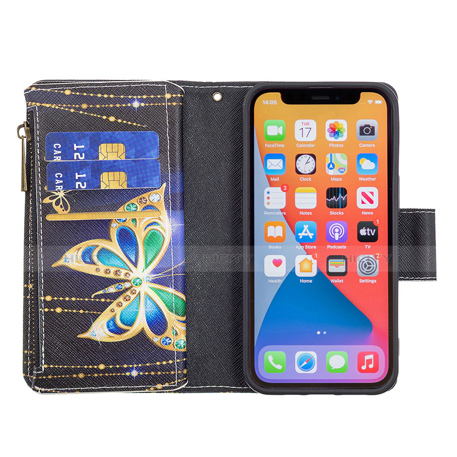 Funda de Cuero Cartera con Soporte Mariposa Carcasa para Apple iPhone 13 Pro Multicolor