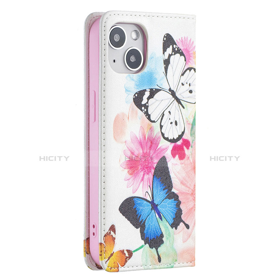 Funda de Cuero Cartera con Soporte Mariposa Carcasa para Apple iPhone 13 Rosa