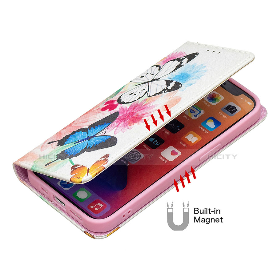 Funda de Cuero Cartera con Soporte Mariposa Carcasa para Apple iPhone 14 Plus Rosa