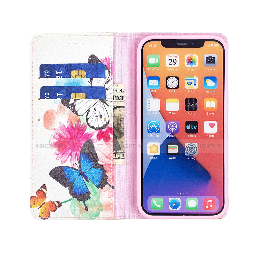 Funda de Cuero Cartera con Soporte Mariposa Carcasa para Apple iPhone 14 Rosa