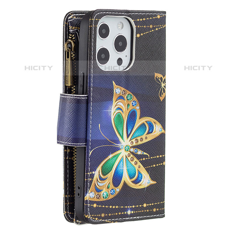 Funda de Cuero Cartera con Soporte Mariposa Carcasa para Apple iPhone 15 Pro Max Multicolor