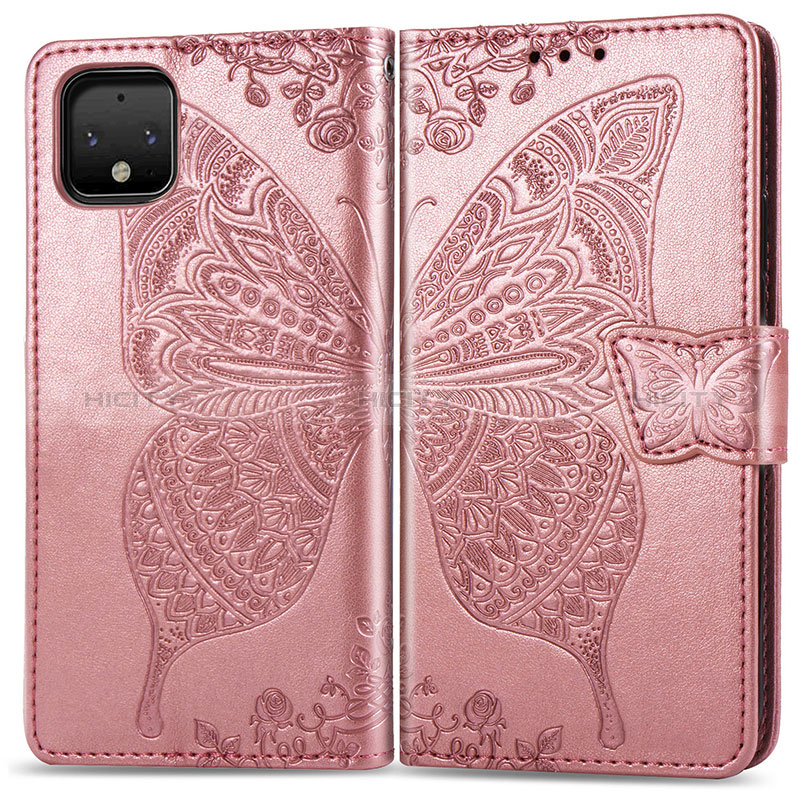 Funda de Cuero Cartera con Soporte Mariposa Carcasa para Google Pixel 4 Oro Rosa