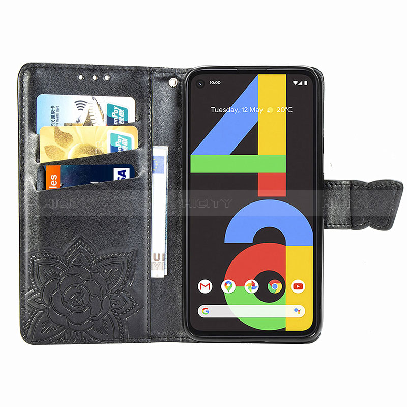 Funda de Cuero Cartera con Soporte Mariposa Carcasa para Google Pixel 4a