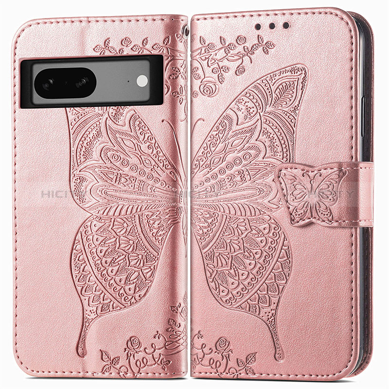 Funda de Cuero Cartera con Soporte Mariposa Carcasa para Google Pixel 7 5G Oro Rosa