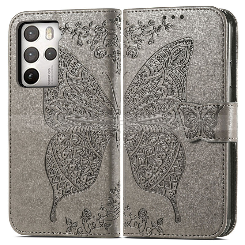 Funda de Cuero Cartera con Soporte Mariposa Carcasa para HTC U23 5G Gris