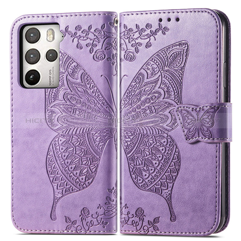 Funda de Cuero Cartera con Soporte Mariposa Carcasa para HTC U23 5G Purpura Claro