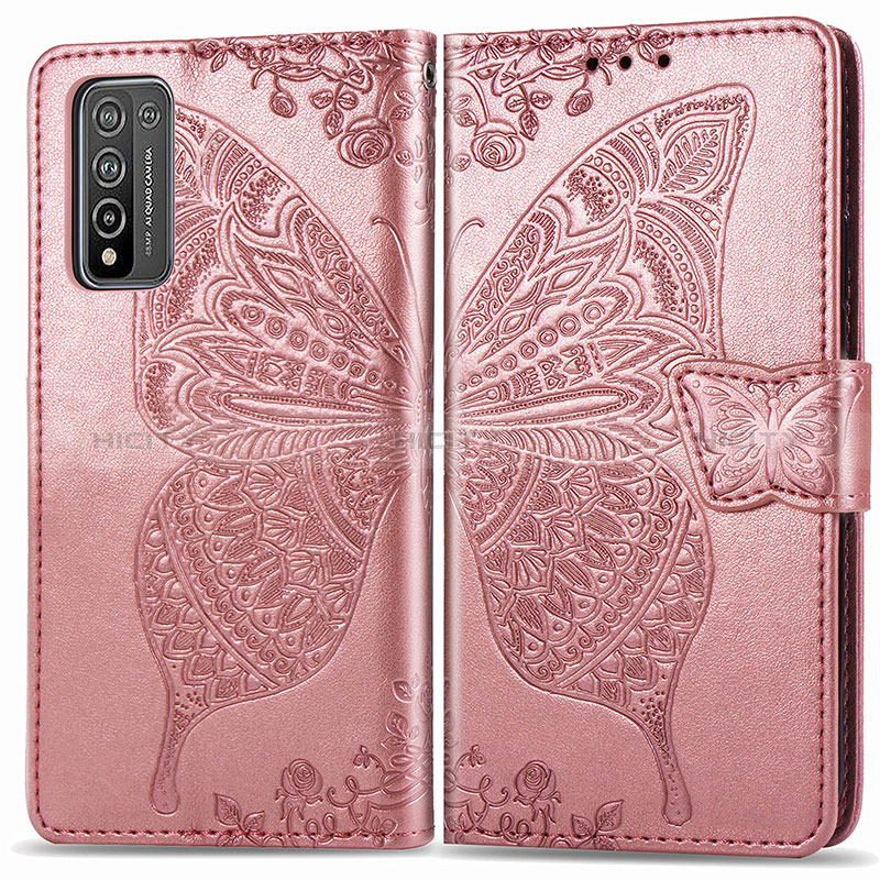 Funda de Cuero Cartera con Soporte Mariposa Carcasa para Huawei Honor 10X Lite Oro Rosa