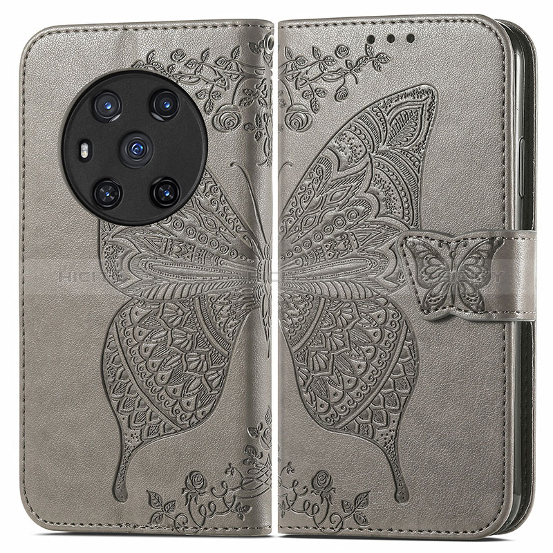 Funda de Cuero Cartera con Soporte Mariposa Carcasa para Huawei Honor Magic3 5G Gris