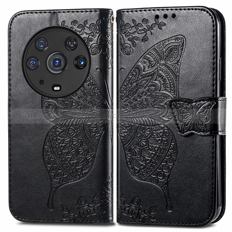 Funda de Cuero Cartera con Soporte Mariposa Carcasa para Huawei Honor Magic3 Pro 5G Negro