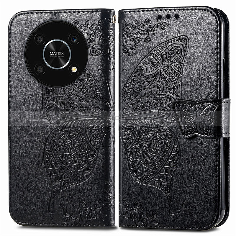 Funda de Cuero Cartera con Soporte Mariposa Carcasa para Huawei Honor Magic4 Lite 5G Negro