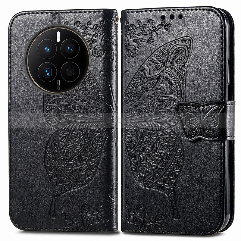 Funda de Cuero Cartera con Soporte Mariposa Carcasa para Huawei Mate 50E Negro