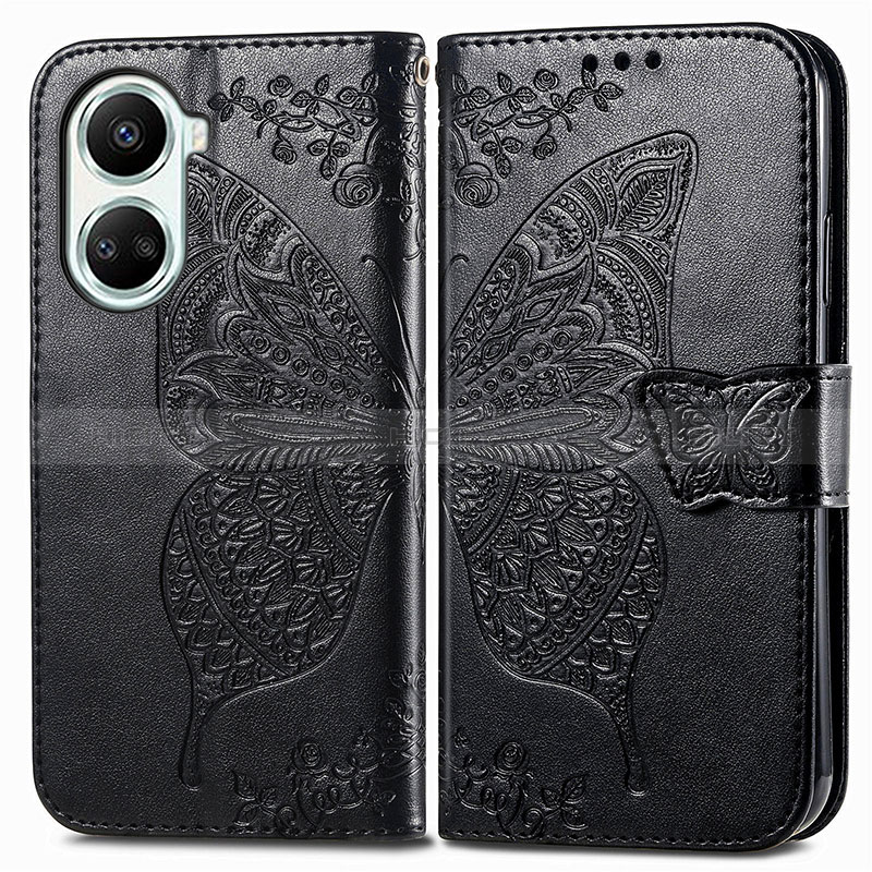 Funda de Cuero Cartera con Soporte Mariposa Carcasa para Huawei Nova 10 SE Negro