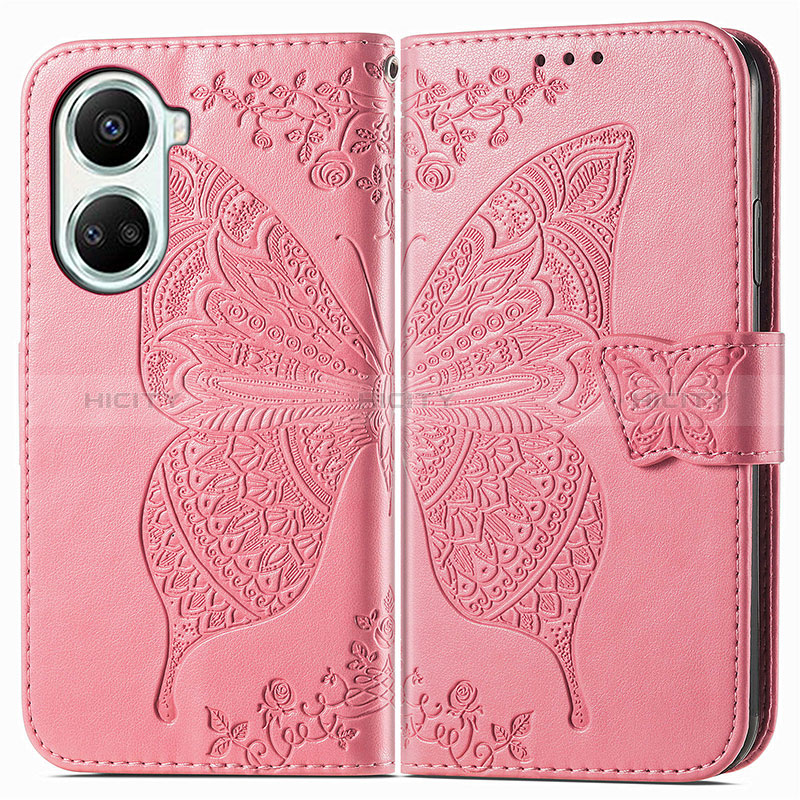 Funda de Cuero Cartera con Soporte Mariposa Carcasa para Huawei Nova 10 SE Rosa Roja