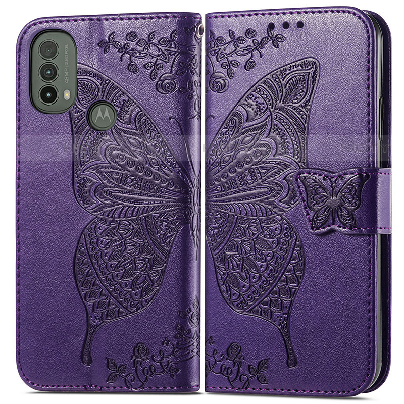 Funda de Cuero Cartera con Soporte Mariposa Carcasa para Motorola Moto E20