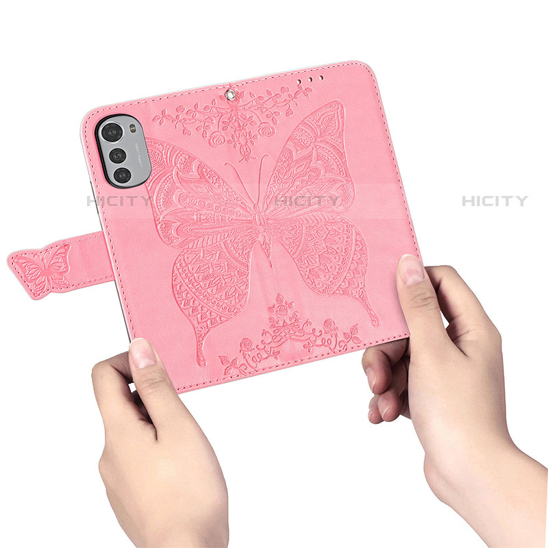 Funda de Cuero Cartera con Soporte Mariposa Carcasa para Motorola Moto E32s