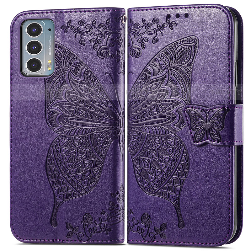 Funda de Cuero Cartera con Soporte Mariposa Carcasa para Motorola Moto Edge Lite 5G