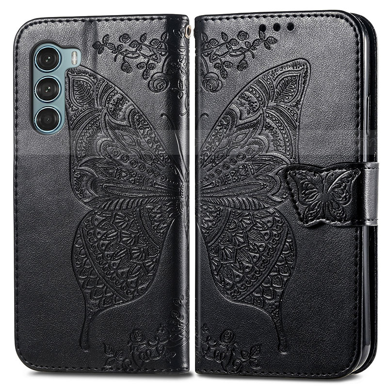 Funda de Cuero Cartera con Soporte Mariposa Carcasa para Motorola Moto Edge S30 5G Negro