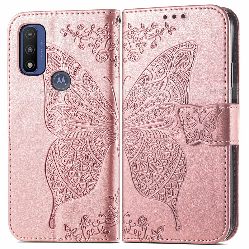 Funda de Cuero Cartera con Soporte Mariposa Carcasa para Motorola Moto G Pure Rosa