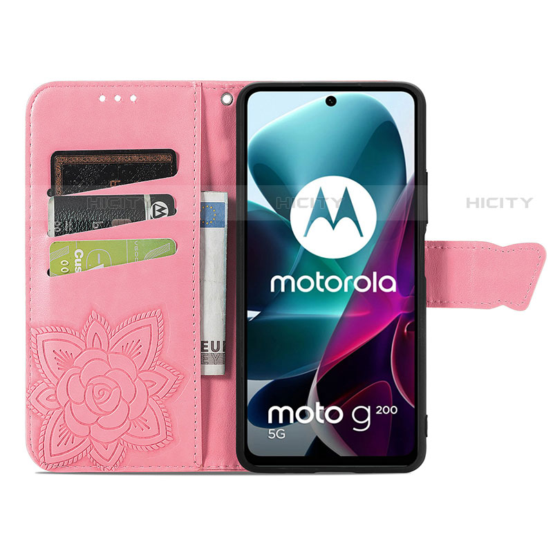 Funda de Cuero Cartera con Soporte Mariposa Carcasa para Motorola Moto G200 5G