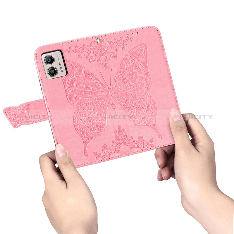 Funda de Cuero Cartera con Soporte Mariposa Carcasa para Motorola Moto G53 5G