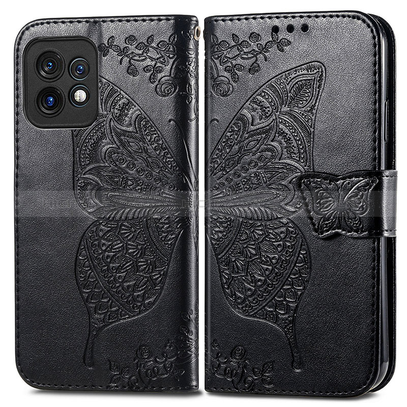 Funda de Cuero Cartera con Soporte Mariposa Carcasa para Motorola Moto X40 5G Negro