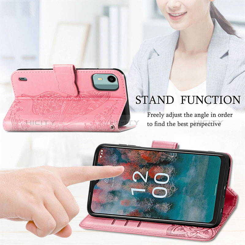 Funda de Cuero Cartera con Soporte Mariposa Carcasa para Nokia C12 Plus