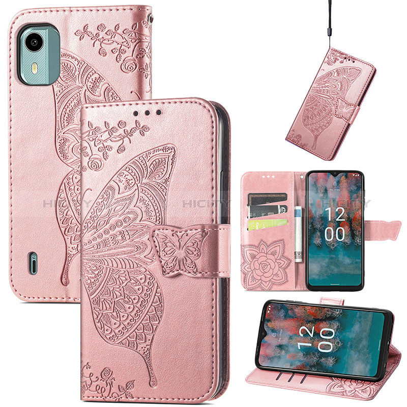 Funda de Cuero Cartera con Soporte Mariposa Carcasa para Nokia C12 Pro