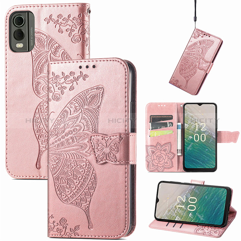 Funda de Cuero Cartera con Soporte Mariposa Carcasa para Nokia C210