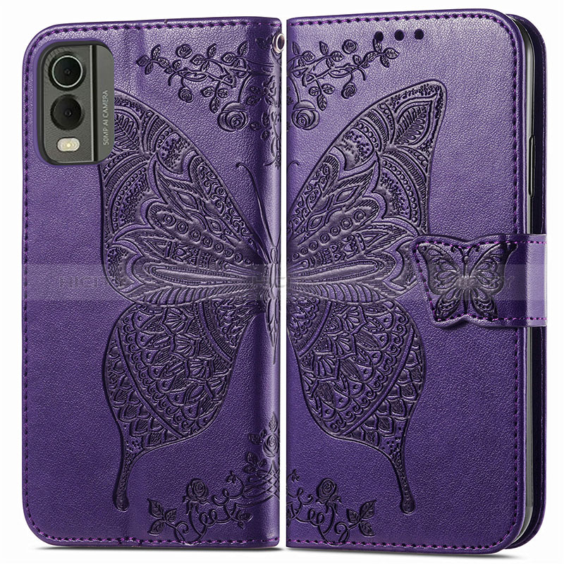 Funda de Cuero Cartera con Soporte Mariposa Carcasa para Nokia C210