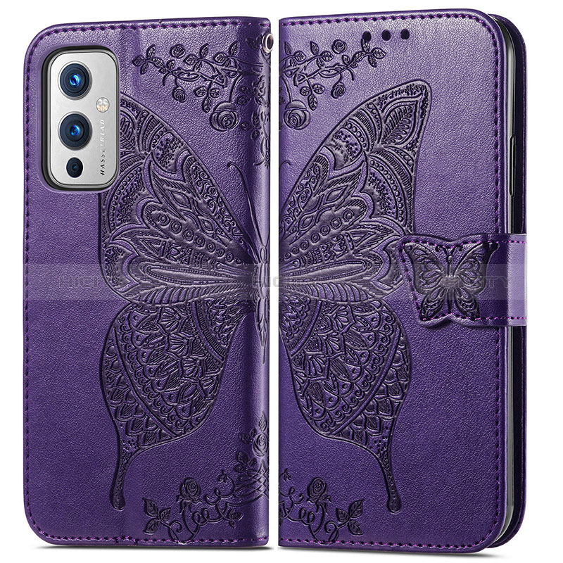 Funda de Cuero Cartera con Soporte Mariposa Carcasa para OnePlus 9 5G