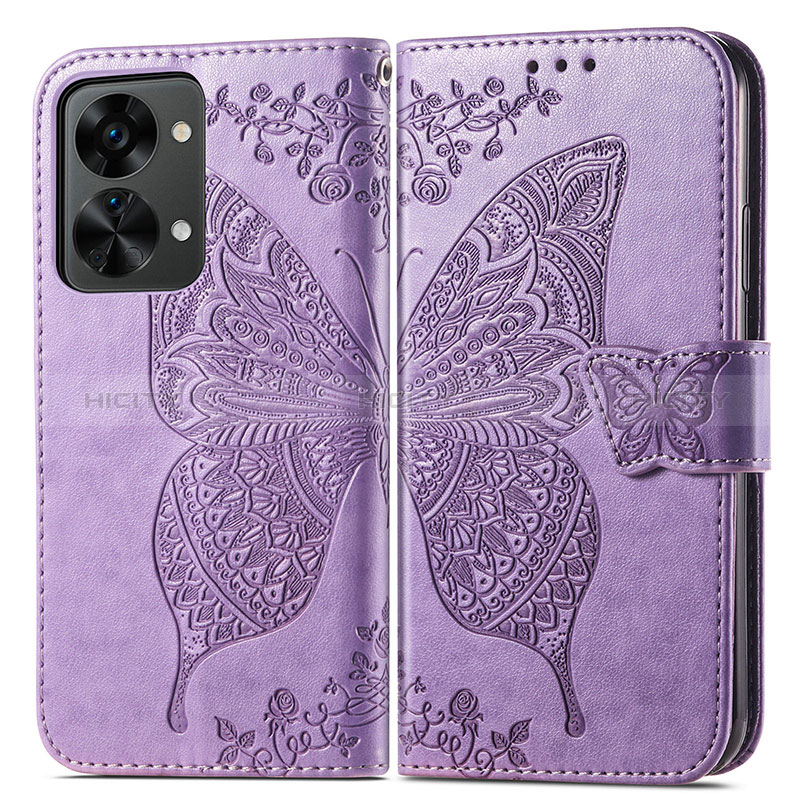 Funda de Cuero Cartera con Soporte Mariposa Carcasa para OnePlus Nord 2T 5G