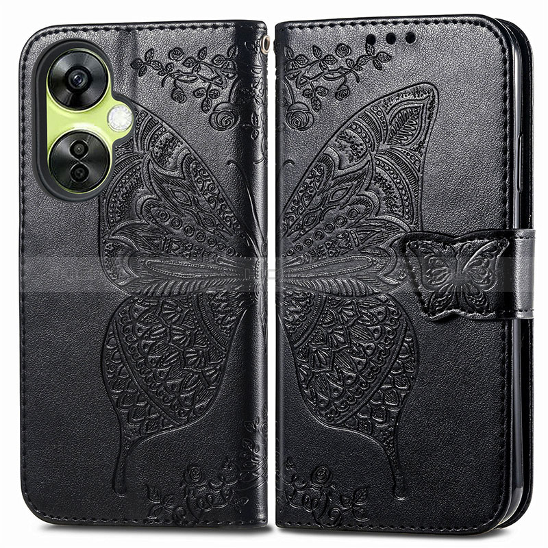 Funda de Cuero Cartera con Soporte Mariposa Carcasa para OnePlus Nord CE 3 Lite 5G Negro