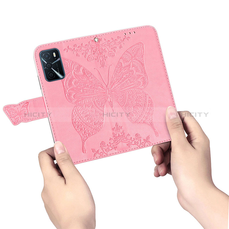 Funda de Cuero Cartera con Soporte Mariposa Carcasa para Oppo A16