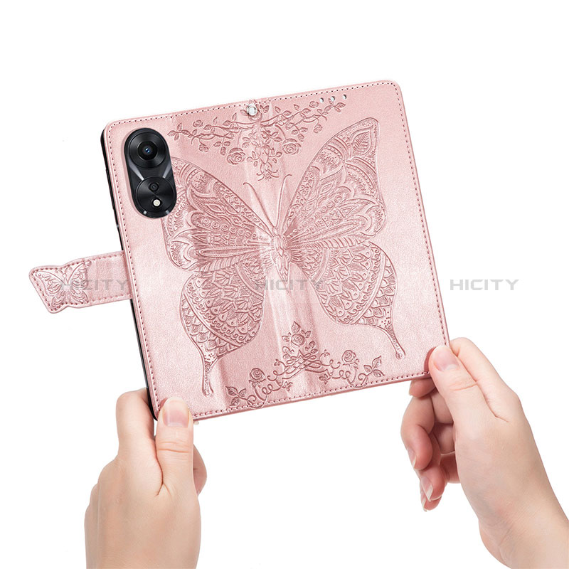 Funda de Cuero Cartera con Soporte Mariposa Carcasa para Oppo A18