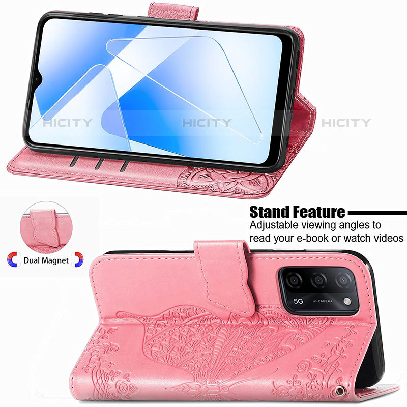 Funda de Cuero Cartera con Soporte Mariposa Carcasa para Oppo A53s 5G