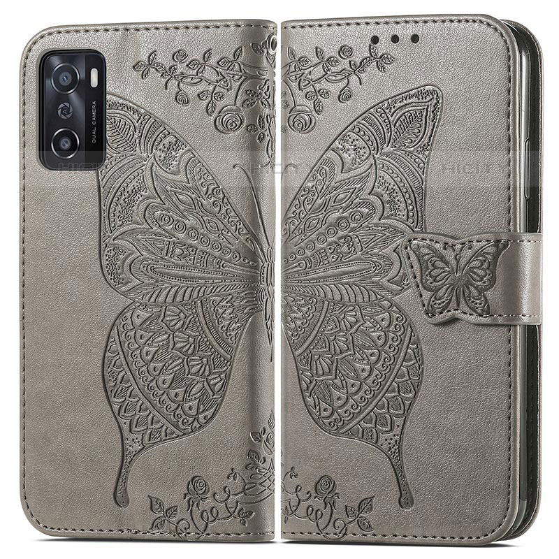 Funda de Cuero Cartera con Soporte Mariposa Carcasa para Oppo A55S 5G