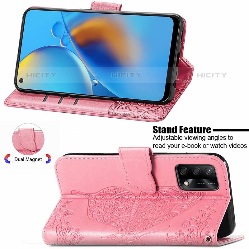 Funda de Cuero Cartera con Soporte Mariposa Carcasa para Oppo A74 4G