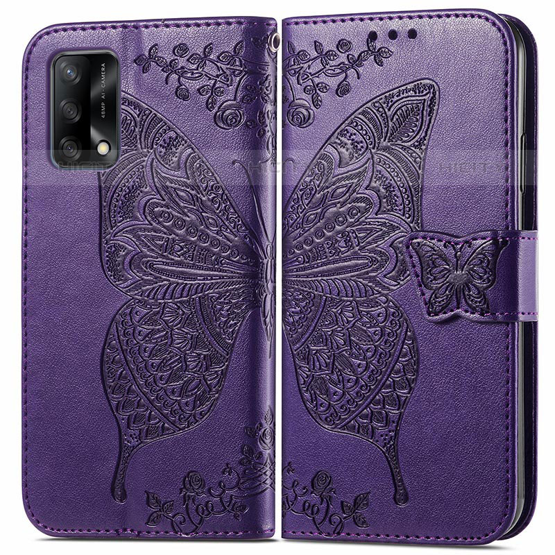 Funda de Cuero Cartera con Soporte Mariposa Carcasa para Oppo A74 4G