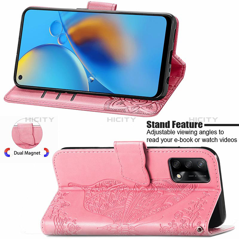 Funda de Cuero Cartera con Soporte Mariposa Carcasa para Oppo F19