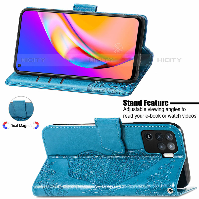 Funda de Cuero Cartera con Soporte Mariposa Carcasa para Oppo F19 Pro