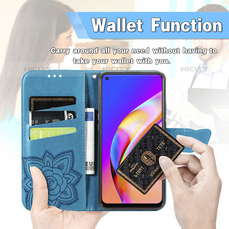 Funda de Cuero Cartera con Soporte Mariposa Carcasa para Oppo F19 Pro