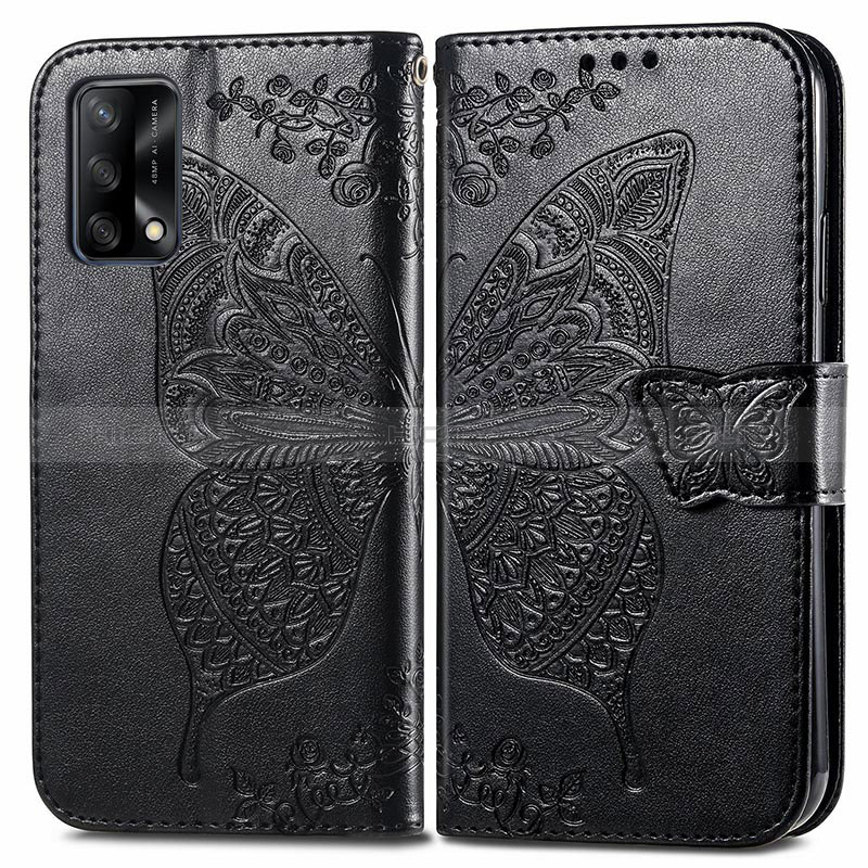 Funda de Cuero Cartera con Soporte Mariposa Carcasa para Oppo F19s Negro