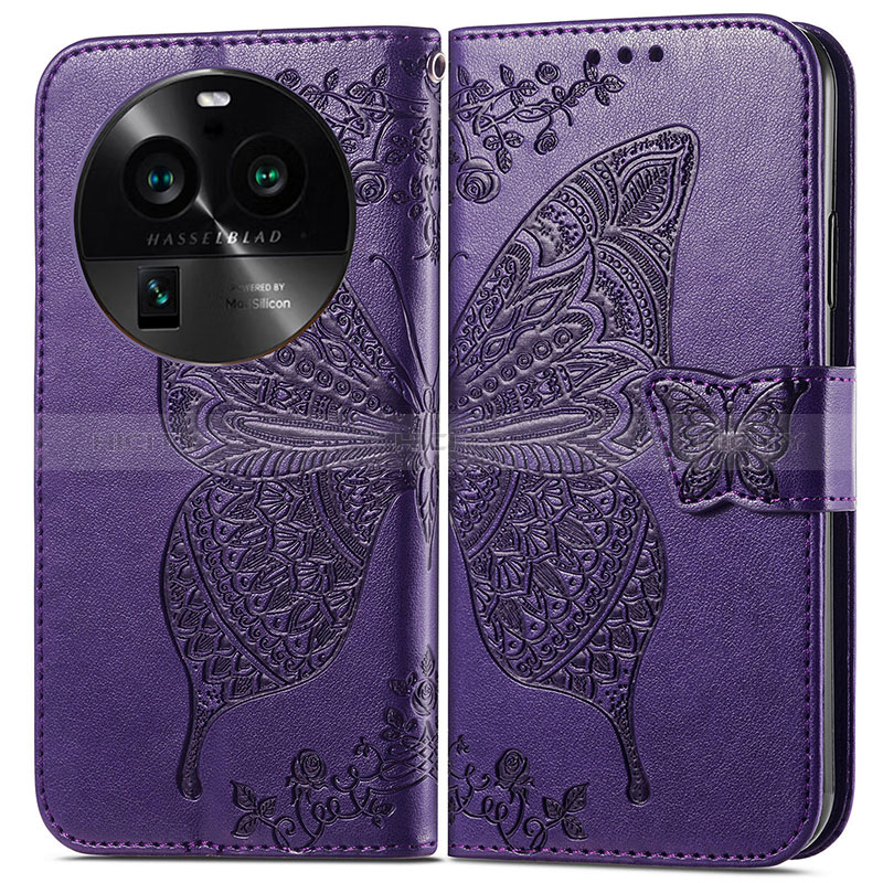 Funda de Cuero Cartera con Soporte Mariposa Carcasa para Oppo Find X6 Pro 5G