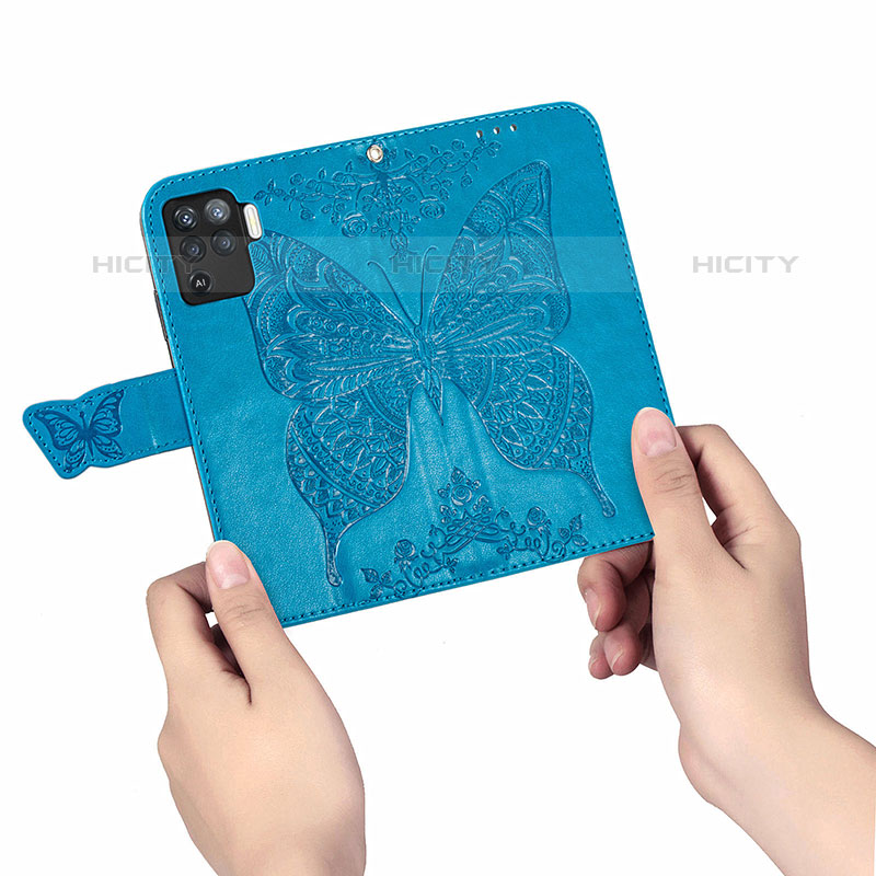 Funda de Cuero Cartera con Soporte Mariposa Carcasa para Oppo Reno5 Lite